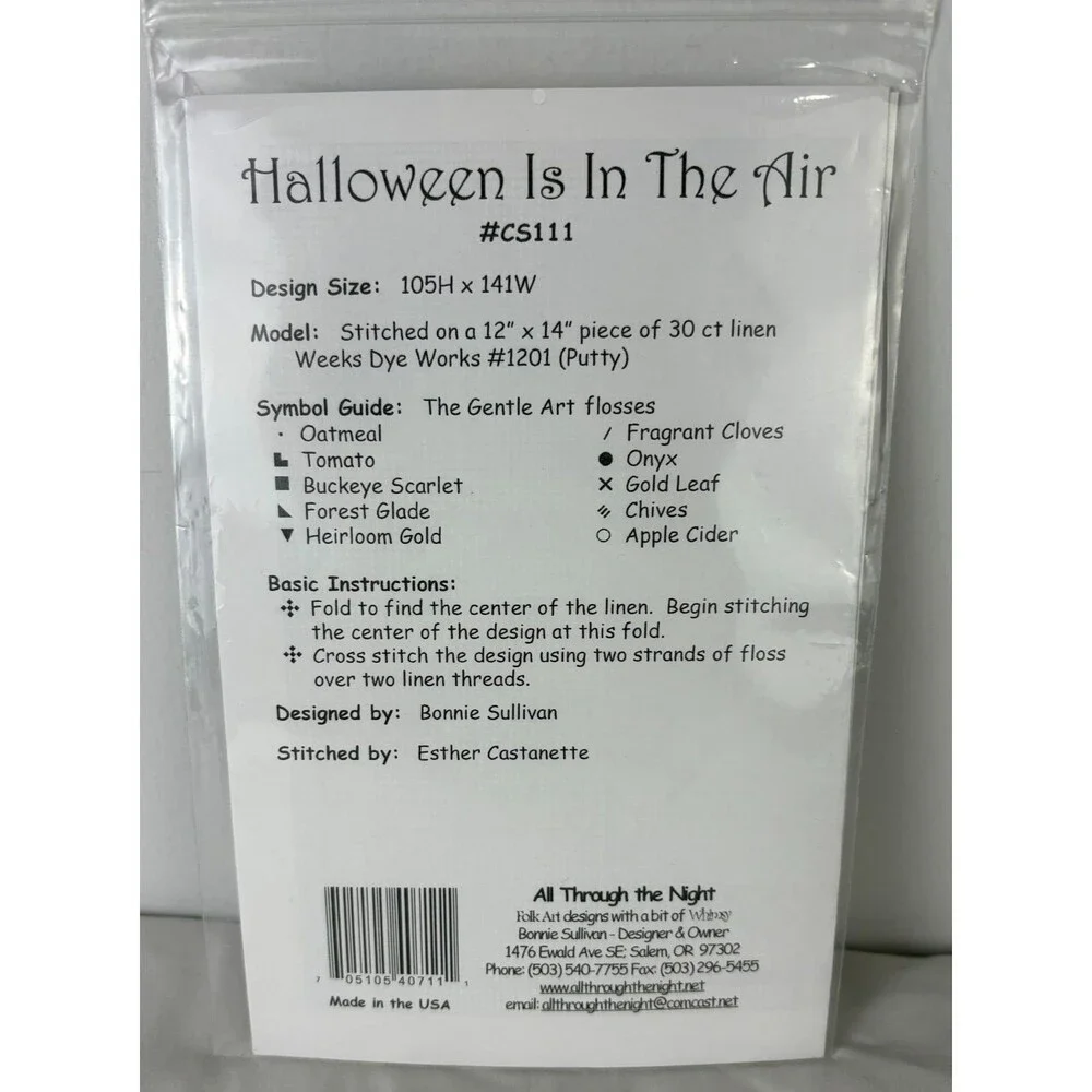 Halloween Is In The Air Cross Stitch Chart Bonnie Sullivan Folk Art CS111